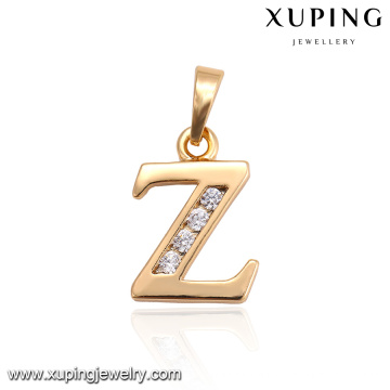 33010 Alfabeto de metal personalizado colgante de oro para mujer chapado en oro con la letra &quot;Z&quot; colgante